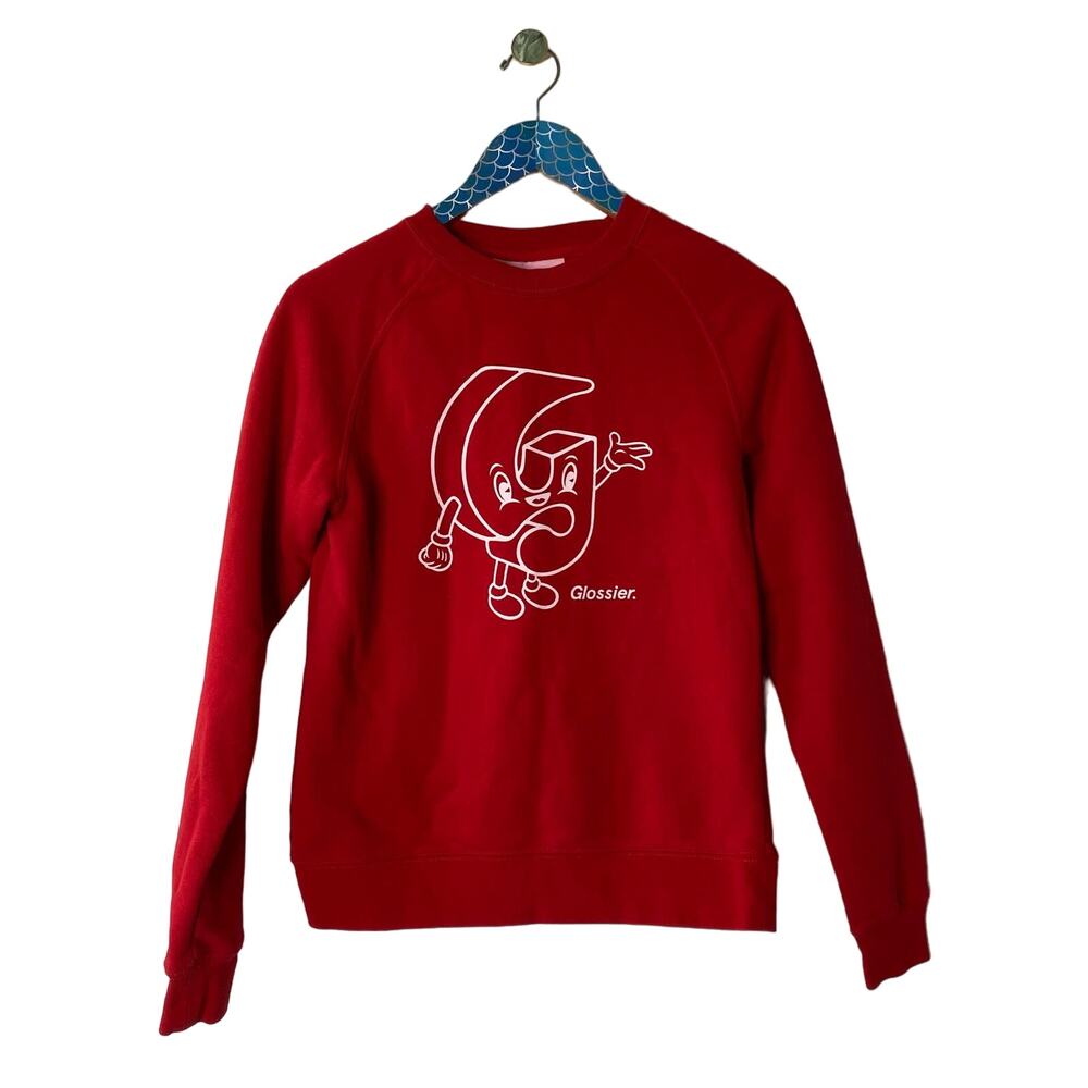 GLOSSIER Red G Pal Graphic Limited Edition Cozy Crewneck Pullover Sweatshirt XS